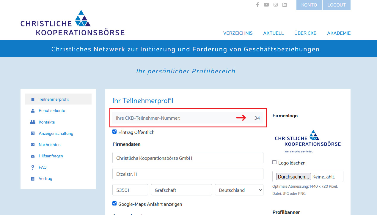 Beispielansicht der CKB-Teilnehmernummer